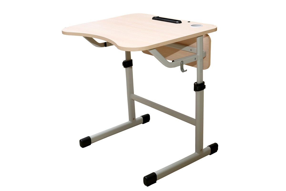 Стіл учнівський, 1-місний без полиці, на плоскоовальній трубі, безінструментне регулювання висоти столу на ростові групи №4-7, АЛМАНТ, 700х590х640-820 мм.